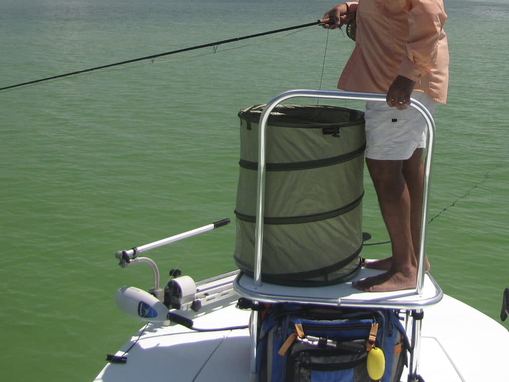 While fly fishing barefoot is recommended (so you know when you step on the line), not everyone can stand shoeless on a rocking boat for hours.