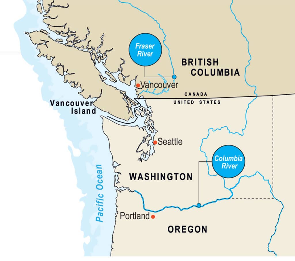 Map for targeting white sturgeon
