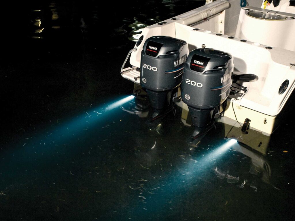 Underwater light turned on for fishing