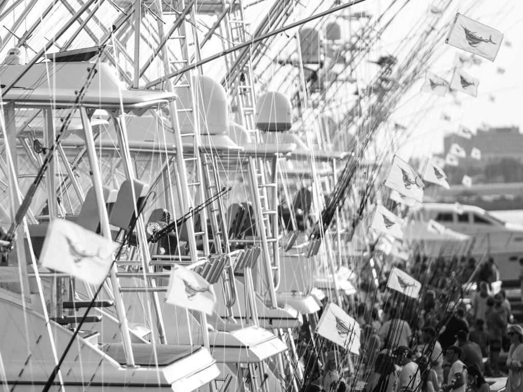 Fishing boats with sailfish flags