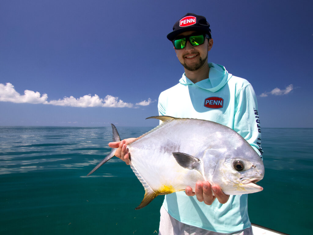 Florida keys permit caught on a live crab
